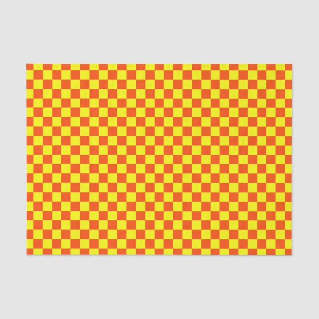 Orange Yellow Chequerboard Pattern Tissue Paper (Front)