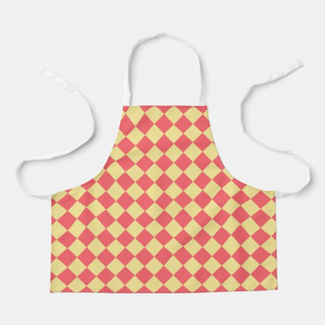 Orange Yellow Chequered Diamond Pattern Apron (Front)