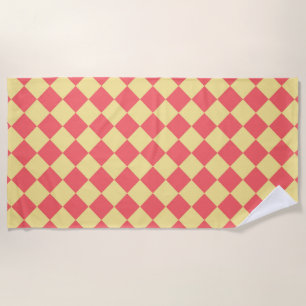 Orange Yellow Chequered Diamond Pattern Beach Towel