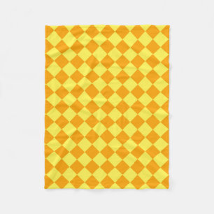 Orange Yellow Chequered Diamond Pattern Fleece Blanket