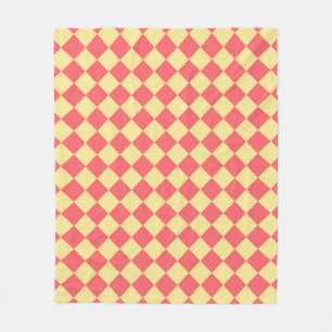 Orange Yellow Chequered Diamond Pattern Fleece Blanket