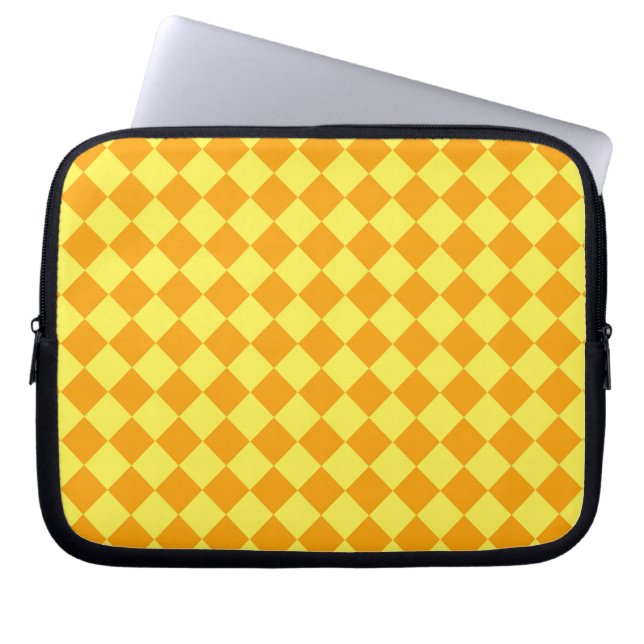 Orange Yellow Chequered Diamond Pattern  Laptop Sleeve (Front)