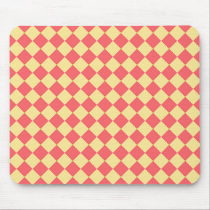 Orange Yellow Chequered Diamond Pattern Mouse Pad