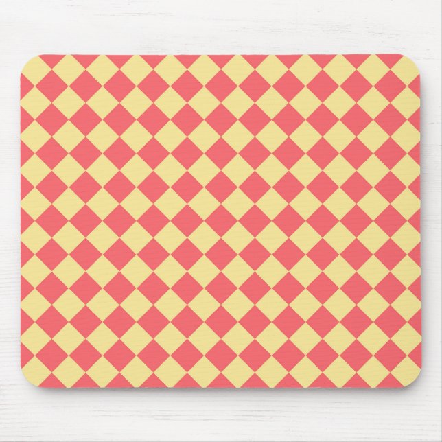 Orange Yellow Chequered Diamond Pattern  Mouse Pad (Front)