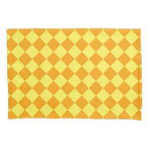Orange Yellow Chequered Diamond Pattern Pillowcase