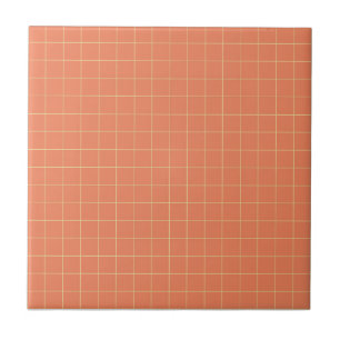 Orange & Yellow Chequered Pattern Retro Minimalist Ceramic Tile