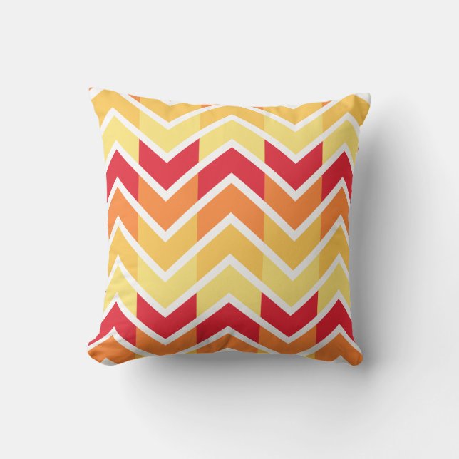 Orange Yellow Chevron Geometric Designs Colour Cushion (Front)