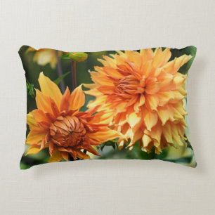 Orange & Yellow Dahlia Flowers Motivational Decorative Cushion