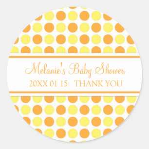 Orange Yellow Dots Baby Shower Favour Stickers