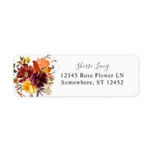Orange & Yellow Fall Floral 1 Return Address Label