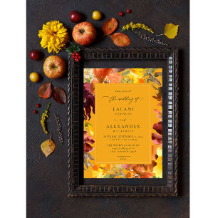 Orange & Yellow Fall Floral Wedding Invitation 3