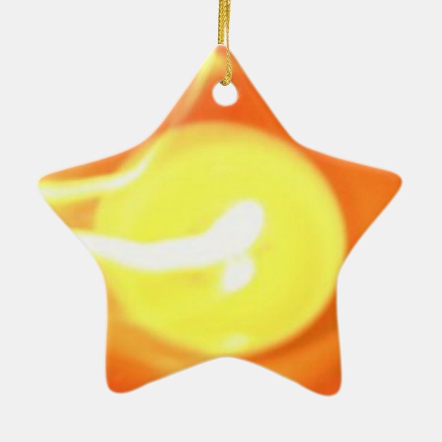 Orange Yellow Flame Candle Light, Art Ceramic Ornament (Back)