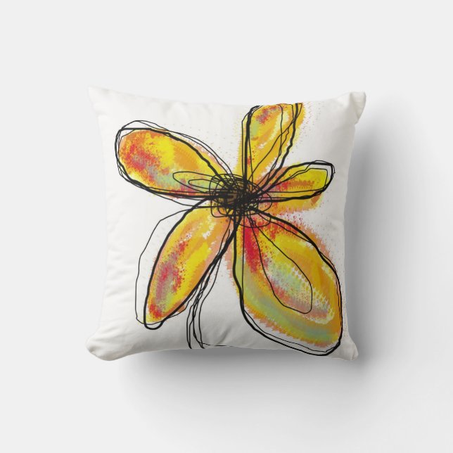 Orange - Yellow Floral Pillow (Front)