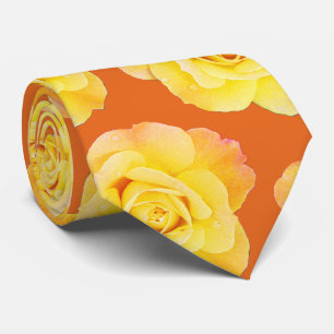 Orange Yellow Floral Rose Modern Stylish Gift Tie