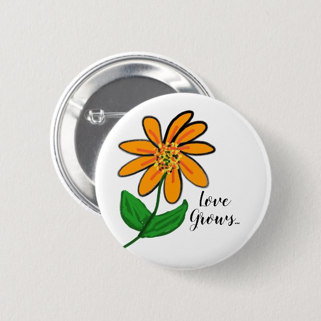 Orange Yellow Flower 6 Cm Round Badge (Front & Back)
