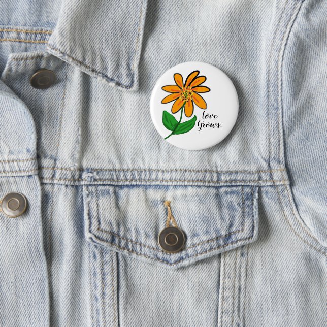 Orange Yellow Flower 6 Cm Round Badge (In Situ)