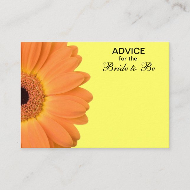 Orange & Yellow Gerber Daisy Advice for the Bride Card (Front)