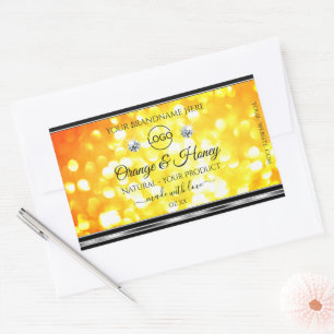 Orange Yellow Glitter Product Labels Diamonds Logo