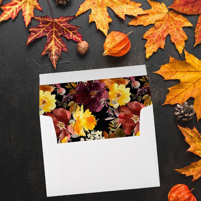 Orange & Yellow Gold Fall Floral 2-Black Envelope (Creator Uploaded)