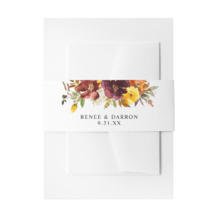 Orange & Yellow Gold Fall Floral 2 Invitation Belly Band