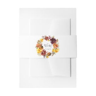 Orange & Yellow Gold Fall Floral 3 Invitation Belly Band