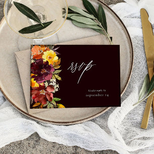 Orange & Yellow Gold Floral with Meal RSVP Card-2P Card