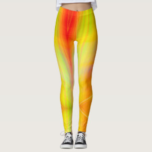 Orange yellow green abstract light streak cool fun leggings