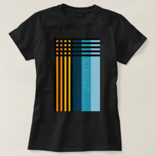 Orange Yellow Green Blue Black Stripes Custom Name T-Shirt