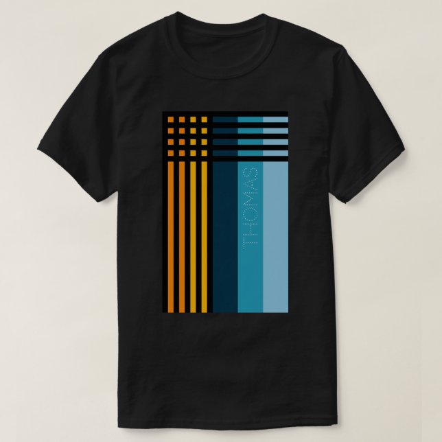 Orange Yellow Green Blue Black Stripes Customised T-Shirt (Design Front)