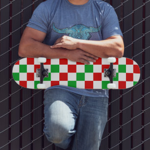 Orange Yellow Green Checkered Pattern Design Skateboard