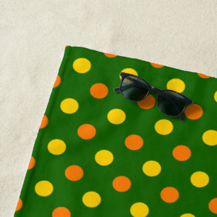Orange Yellow Green Polka Dots Design Beach Towel