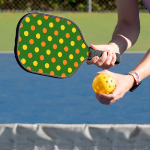 Orange Yellow Green Polka Dots Design  Pickleball Paddle