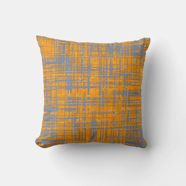 Orange Yellow Grey Blue Modern Pattern Cushion (Front)