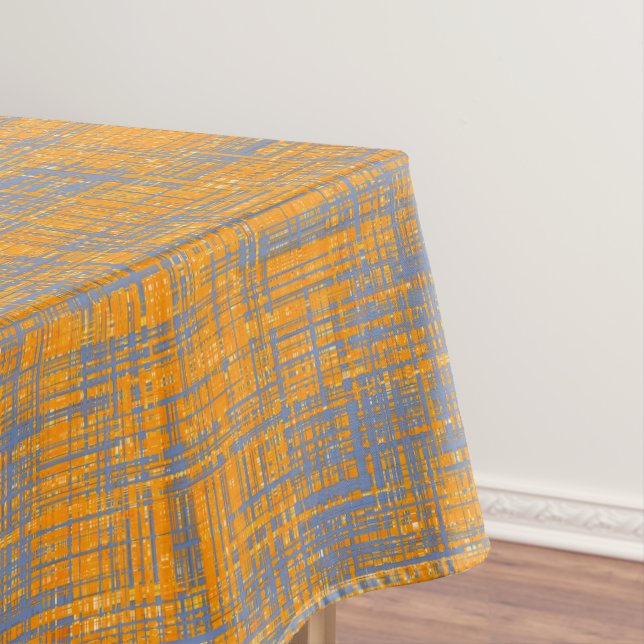 Orange Yellow Grey Blue Modern Pattern Tablecloth (In Situ)