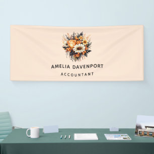 Orange Yellow Grey Flower Bouquet Business Banner