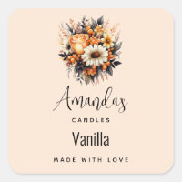 Orange Yellow Grey Flower Bouquet Candle Business