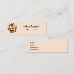 Orange Yellow Grey Flower Bouquet Mini Business Card
