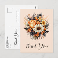 Orange Yellow Grey Flower Bouquet Thank You