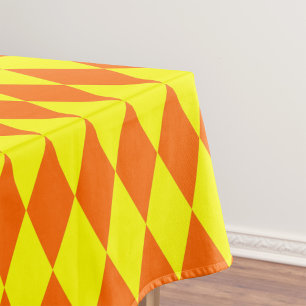 Orange Yellow Harlequin Checkered Design Tablecloth