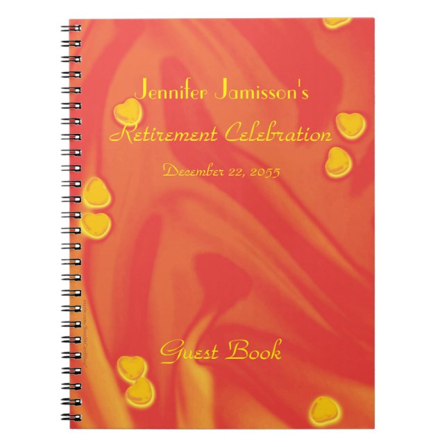 Orange, Yellow Hearts Retirement Party Guest Book (Front)