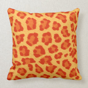Orange & Yellow Leopard Print Cushion