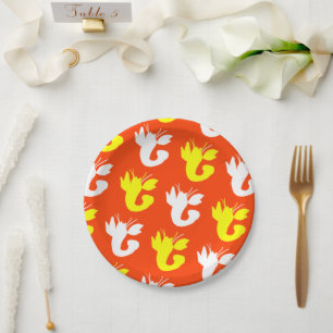 Orange Yellow Lobster White 4Alex Paper Plate