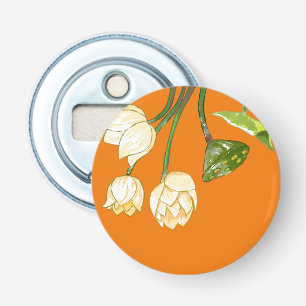 Orange Yellow Lotus Flowers & Lotus Seedpod Bottle Opener