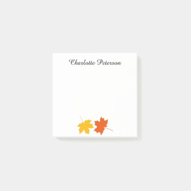 Orange Yellow Maple Leaves Autumn Thanksgiving Post-it Notes (Front)