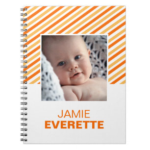 Orange yellow modern stripes custom photo journal