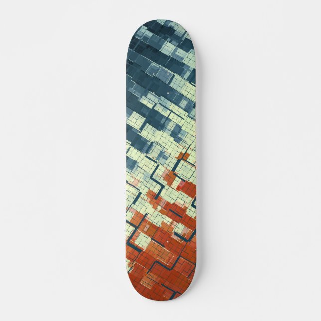 Orange Yellow Navy COOL Pattern Skateboard (Front)