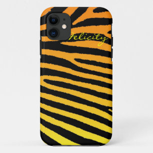 Orange yellow neon zebra stripes iphone 5 case