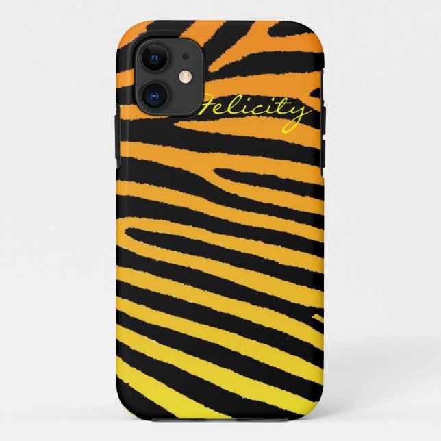 Orange yellow neon zebra stripes iphone 5 case (Back)