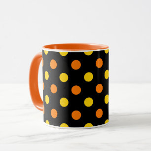 Orange Yellow On Black Polka Dots Design Mug