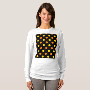 Orange Yellow On Black Polka Dots Design T-Shirt